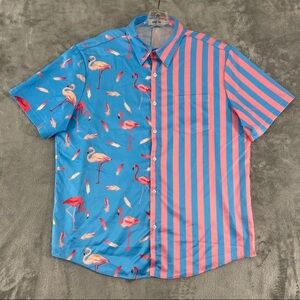Blue and Pink Flamingo Print Men's Shirt